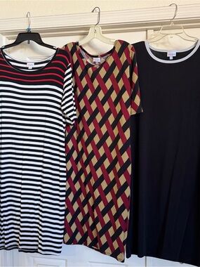 LuLaRoe Midi Dresses in Black, White, Red, and Tan - 3 Styles
